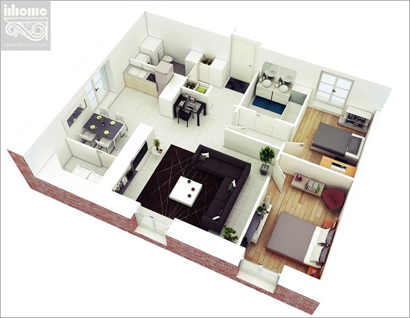 Mẫu thiết kế nội thất chung cư 70m2