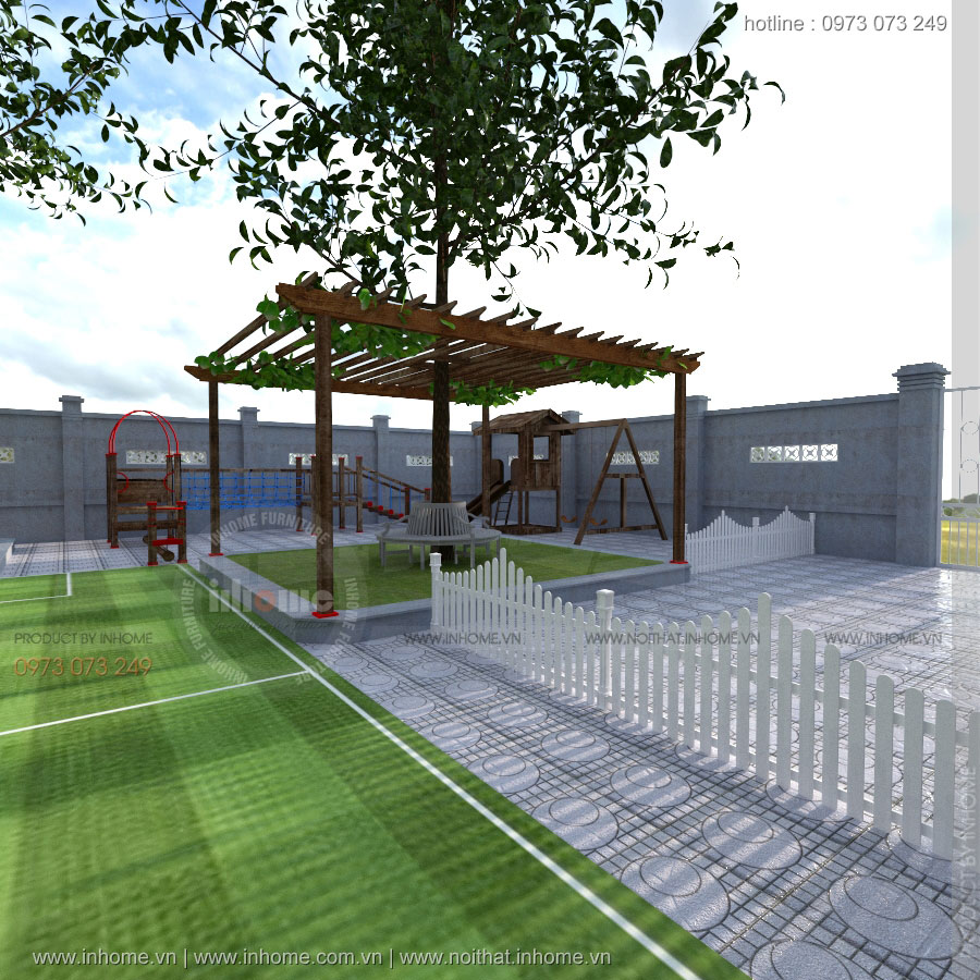 Hình ảnh thiết kế sân vườn trường mầm non Đan Phượng 1