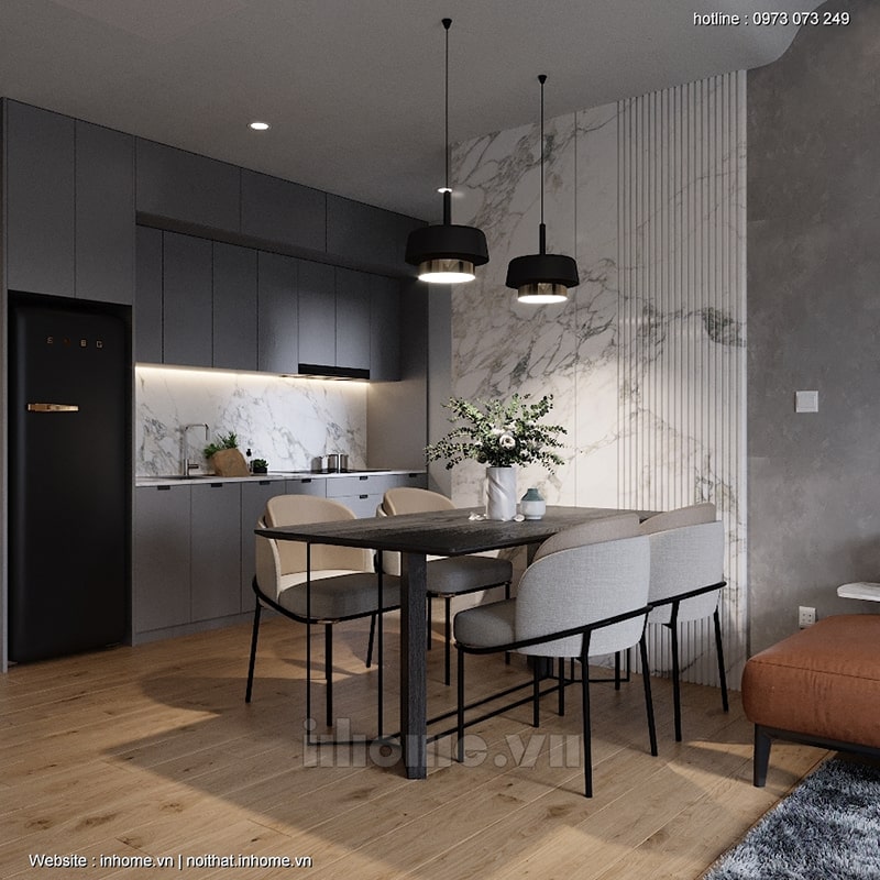 Thiết kế nội thất chung cư Green Star khu vực phòng bếp