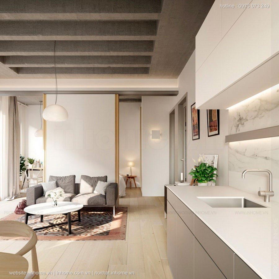 Thiết kế nội thất chung cư 66m2 căn hộ trong mơ của vợ chồng trẻ
