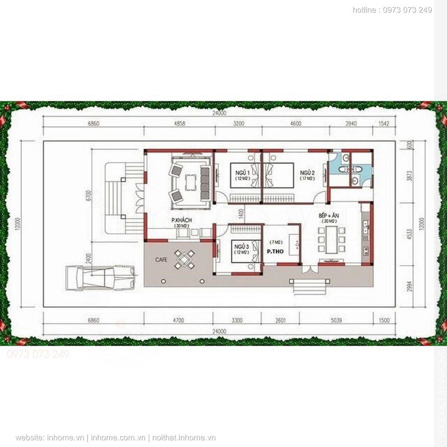 Mẫu thiết kế nhà 1 tầng 3 phòng ngủ hiện đại chi phí tối ưu Kitos Vietnam